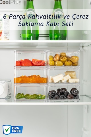 Nandy Home Kahvaltılık - Çerez Saklama Kabı Seti 6'lı Şeffaf