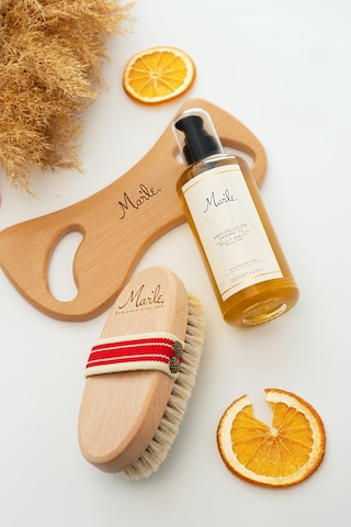 Mar’le Doğal At Kılı Fırçası + Selülit Karşıtı Masaj Yağı 200 ML + Selülit Giderici Ahşap Masaj Aleti