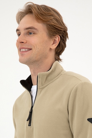 U.S. Polo Assn. Erkek Regular Fit Açık Haki Polar Yarım Fermuarlı Basic Sweatshirt 50313777-VR183