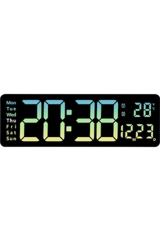 Xindoker 16 İnç Büyük Ekranlı Led Duvar Saati, Koyu Mavi, Uzaktan Kumanda Ve Düğme Pil Dahil, Modern Salon Dekoru, Kolay Kullanım Camgöbeği