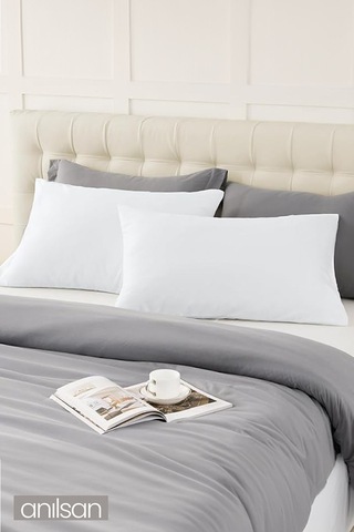 6'lı Mikrofiber Antialerjik Yastık - 800gr, 50x70cm, Boncuk Silikon Dolgulu Beyaz