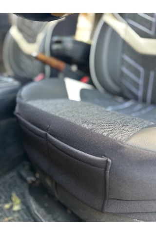 Argalı Volkswagen Caddy Araca Uygun Oto Koltuk Kılıfı Üniversal Keten Ve Suni Deri Cepli Oto Koltuk Kılıf Beyaz