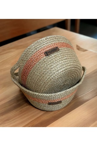 2'li Hasır Sepet, Jüt Sepet, %100 Doğal Hasır Sepet, Çok Amaçlı Dekoratif Hasır Sepet, Organizer 001