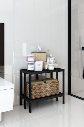 Scaffale 2 Banyo Rafı, Plastik Kitaplık, 2 Raflı Organizer, Banyo Rafı, Bahçe Balkon Organizeri Siyah