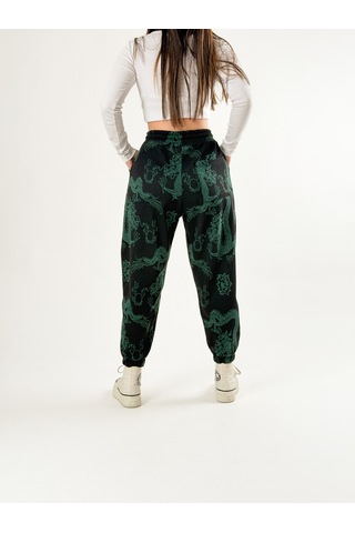 Cocopelli Chinese Desenli Pileli Kadın Jogger Pantolon Coc2679 Desenli