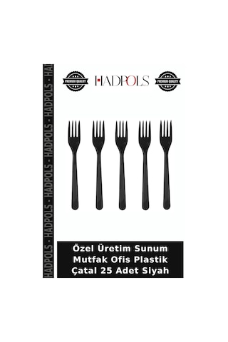Özel Üretim Sunum Mutfak Ofis Plastik Çatal 25 Adet Siyah