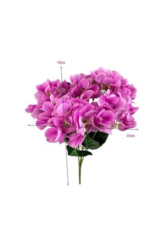 Yapay Çiçek Islak Ortanca Çiçeği Fuşya Desenli Model 45cm 5dal Islak Gerçeksi Dokulu Fusya