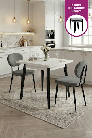 Vilinze Deniz Sandalye Avanos Ahşap Mdf Sabit Mutfak Masası Takımı - 80x80 Cmtk-avanos-8080-sb-lkn01s-deniz2-sigmagri Sigma Gri