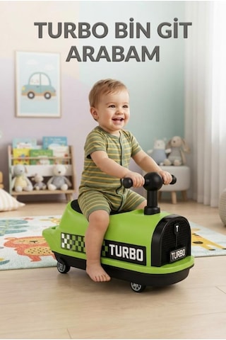 İlk Arabam Turbo Bin Git - Müzikli Ve Işıklı Gelişim Destekleyici Eğitici Çocuk Arabası Yeşil