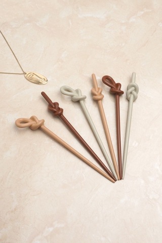 Okavango Topuz Tokası Kadın 6 Adet Kahverengi Tonlar Kadın Topuz Çubuğu Çok Renkli