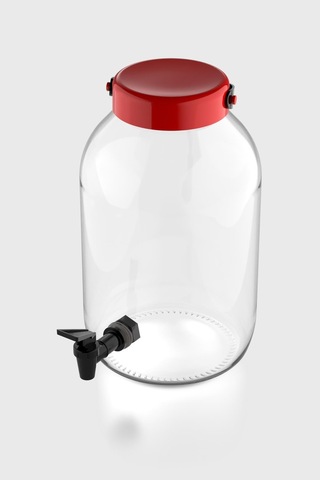 Renga Macro 5000 Ml Kırmızı Kapaklı Musluklu Cam Kavanoz 131002 Kırmızı