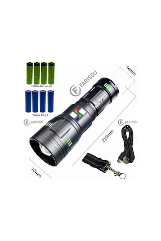 Or-g601 200w Lazer Led El Feneri + Yedek Pil Seti - Powerbank Özellikli Profesyonel Avcı Paketi Siyah