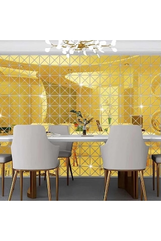Üçgen Kesim Kare Pleksi Ayna 9x18cm 1 Set 100 Adet - Gold Gold