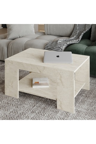 Lina Orta Sehpa Modern Minimal Tasarım Traverten