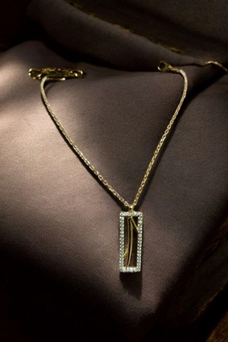 Modagümüşevi 925 Ayar Gümüş Elif Yazılı Kolye, Gümüş Kadın Kolye, Elif Kolye