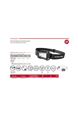 İzeltaş 14000005347 Led Kafa Feneri 400lm Hareket Sensörlü Siyah - Kırmızı