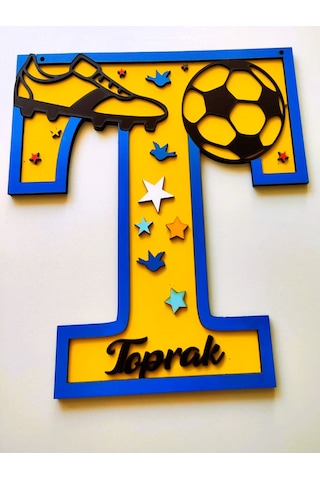 Fenerbahçeli Çoçuk Odası Kapı & Duvar Süsü Kişiye Özel T Harfi