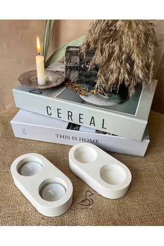 Dairesel Tealight Mumluk/şamdanlık 2 Li 14-7 Cm Beyaz