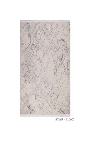 My Evilla Modern Dekoratif Star Seri Krem Gri Dokuma Halı Star4106c