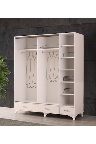 Beenal Mars Sürgülü Kapaklı Şifonyerli Gardırop 180 CM