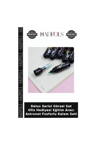 Delux Serisi Görsel Set Ofis Hediyesi Eğitim Aracı Astronot Fosforlu Kalem Seti Çok Renkli