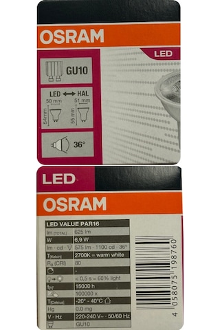 10 Adet Osram 6.9w 80w 2700k Sarı Işık Gu10 Duylu Led Spot Ampul
