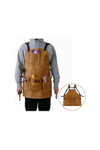 Feelingirl Takipçi Kuponu Mumlu Kanvas Çok Önlük Ayarlanabilir Askı Ağır Hizmet Marangoz Atölyesi Önlüğü