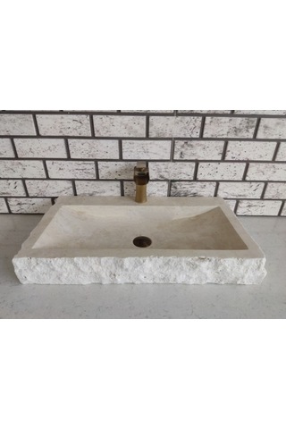 Traverten Yay Patlatma Mermer Lavabo