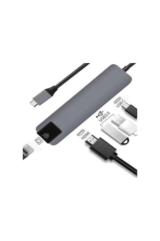 Ally 5In1 Usb 3.1 Type C To Hdmı 2Xusb 3.0 Rj45 Ethernet Dönüşt-Gri