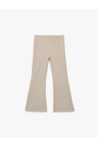 Koton İnterlok Viskon Karışımlı Slim Fit Normal Bel İspanyol Paça Tayt Bej 6skg40125ak Ekru