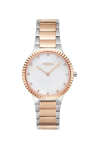 Obaku Denmark V292lxzwsh Quartz Çelik Rose/gri Sedef Kadran 31 Mm Kadın Kol Saati Gri