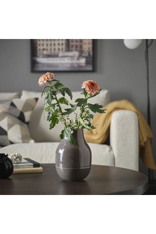 Ikea Gradvis Seramik Vazo 21 Cm Koyu Gri