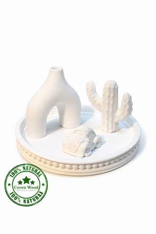 Ceren Wooden Boyanabilir Dekoratif Set Tepsili Masa Üstü Obje