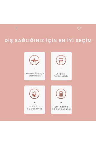 Enchen Mint 3 Pembe Pratik Kullanımlı Değiştirilebilir Başlıklı 3 Kademeli Şarjlı Ağız Duşu