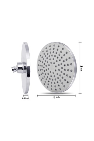 Hangfox G1/2 Bağlantılı 8 İnç Dairesel Abs Duş Başlığı - Otomatik Temizlenir Nozzle, Yüksek Basınçlı, Korozyona Dayanıklı Eldiven Borusu Hariç Gümüş