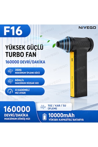 Nvg Turbo Jet Fan 160.000rpm Motorlu Elektrikli Hava Kompresörü 4 Vitesli Taşınabilir Yüksek Basınçlı Hava Üfleyici 10000mah 160000 Rpm