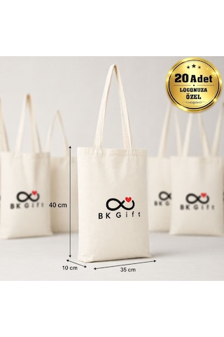 Logonuza Özel 20 Adet Ham Bez Çanta Alt Körüklü 35x40x10 Cm Promosyon Logo Baskılı Ham Bez Çanta Ham Renk