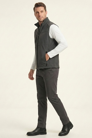 Genius Store Erkek Yelek Softshell Su Geçirmez Tam Fermuarlı Cepli Normal Kalıp Spor Yelek Füme