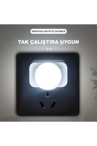 2 Adet Mini Usb Gece Lambası Beyaz