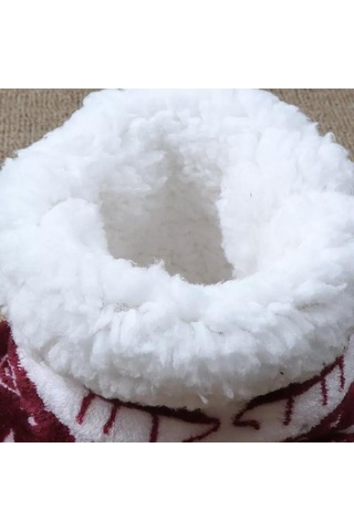 Ev Terliği / Yüksek Topuklu Sıcak Noel Terliği - Gri Sabah Terliği