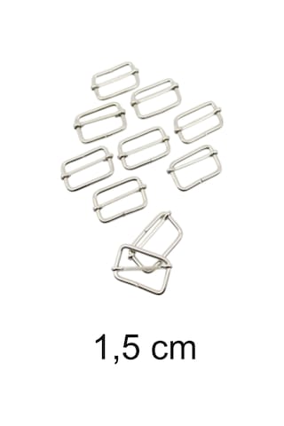 Usin 6 Adet 1,5 Cm Lik Metal Gümüş Çanta Sapı Kemer Dar Kolon Kumaş Boy Ayar Tokası Klipsi