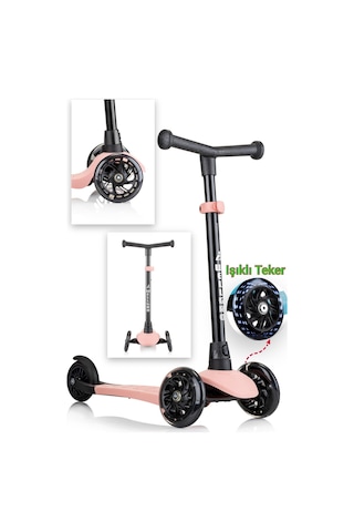 Wellgro Işıklı Scooter, Ayarlanabilir Yükseklik, Ön Tekerleri Işıklı, Pembe Pembe
