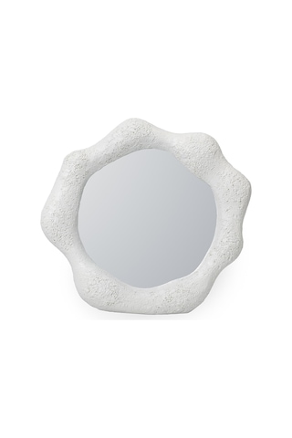 Taş Görünümlü Beyaz Duvar Aynası Beyaz