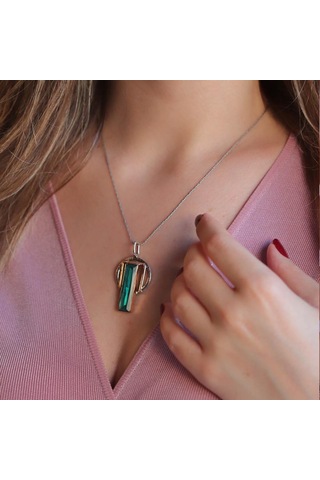 Peridot Taşlı 925 Ayar Gümüş Otantik Tasarım Kolye Gümüş