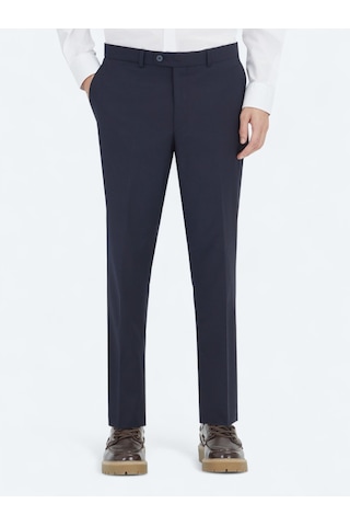 Kip Lacivert Düz Dokuma Fitted Fit Klasik Yün Karışımlı Pantolon Pant-452