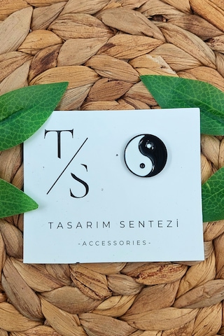 Rozet Metal Çanta Şapka Takı Aksesuar Yin Yang İyilik Kötülük Çok Renkli