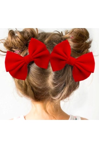 Bow - Fiyonklu Elastik Saç Klips Toka Her Yasa Uygun - Saç Aksesuarları Somon