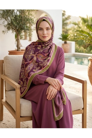 Moda Nuda Heritage Alâ Şal Yeşil Mor - Zarif Ve Modern Yeşil - Mor