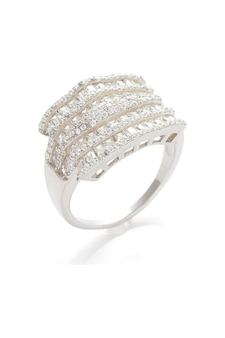 Bayan 5 Sıra Swarovski Taş Detay Gümüş Yüzük