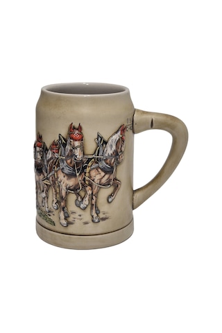 Vintage Tankart Kabartmalı At Arabası Fıçı Figürlü Alman Seramik Bira Bardağı 14cm 002